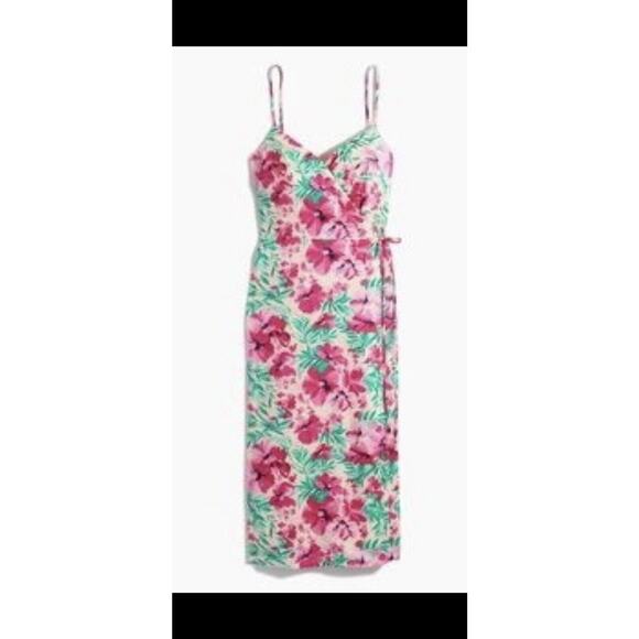 NWT J.Crew •0• Pink Floral Woven Cotton Sleeveless Wrap Dress #AO365 - Picture 5 of 13